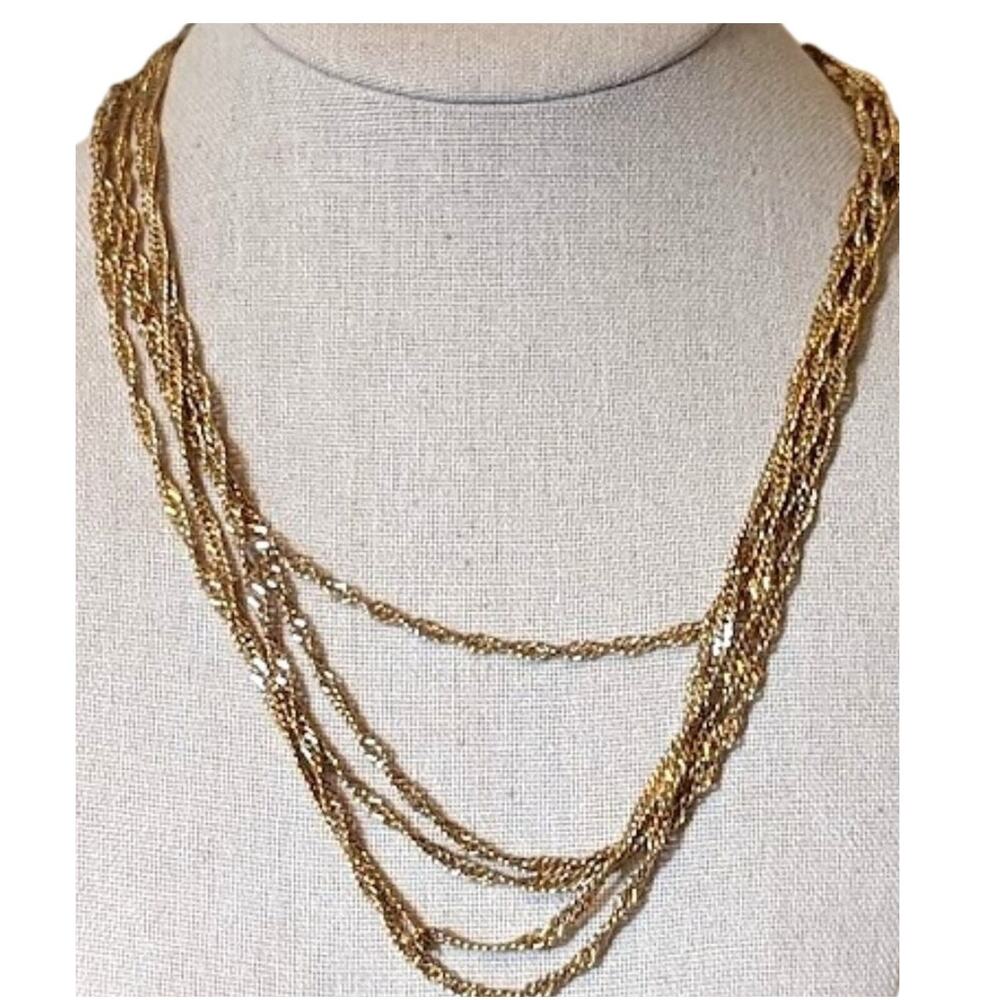 Citation Vintage Signed Five-Strand Gold Tone Chain Necklace with Designer Clasp